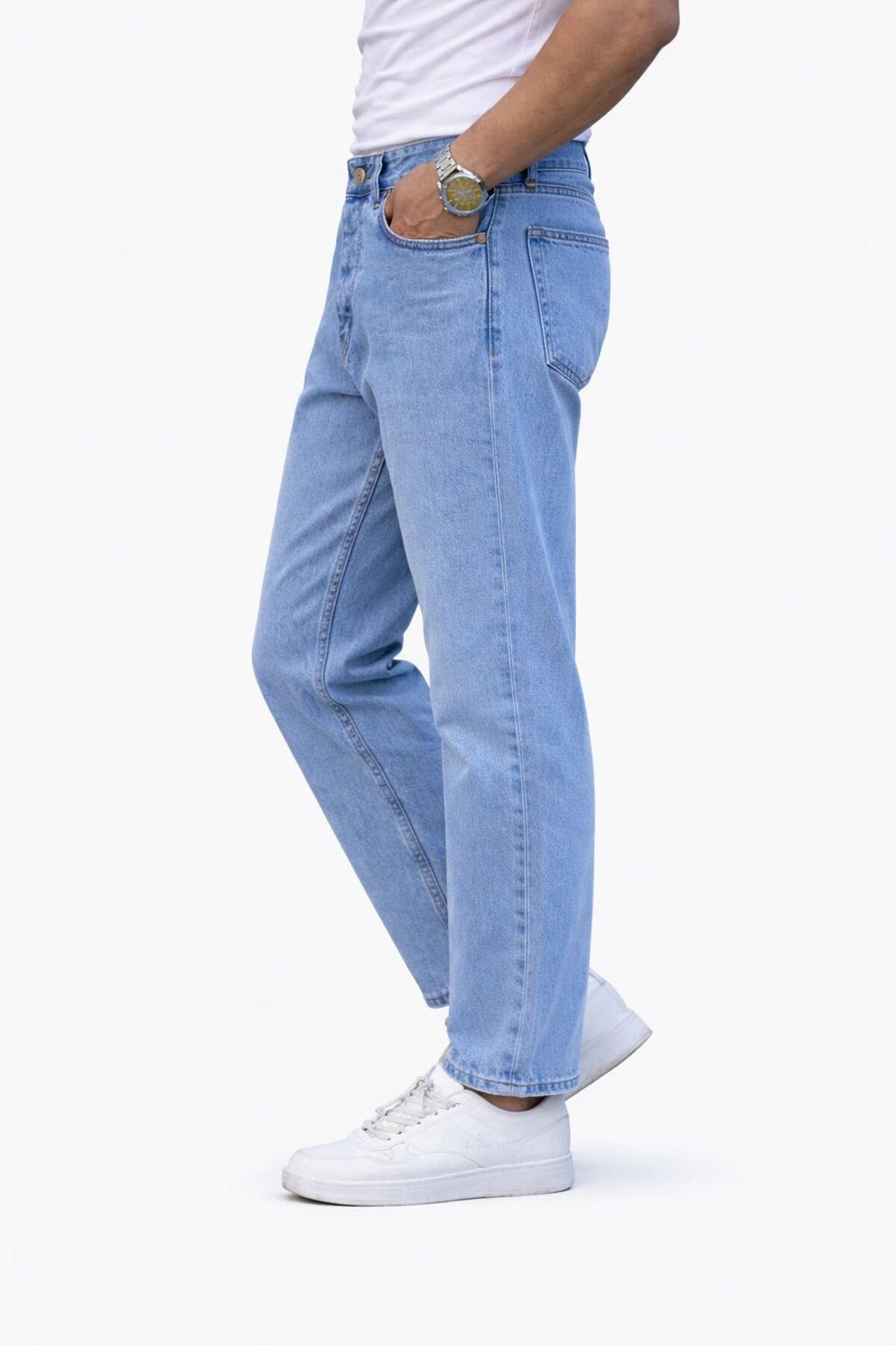 Erkek Açık Mavi Boyfriend Pantolon