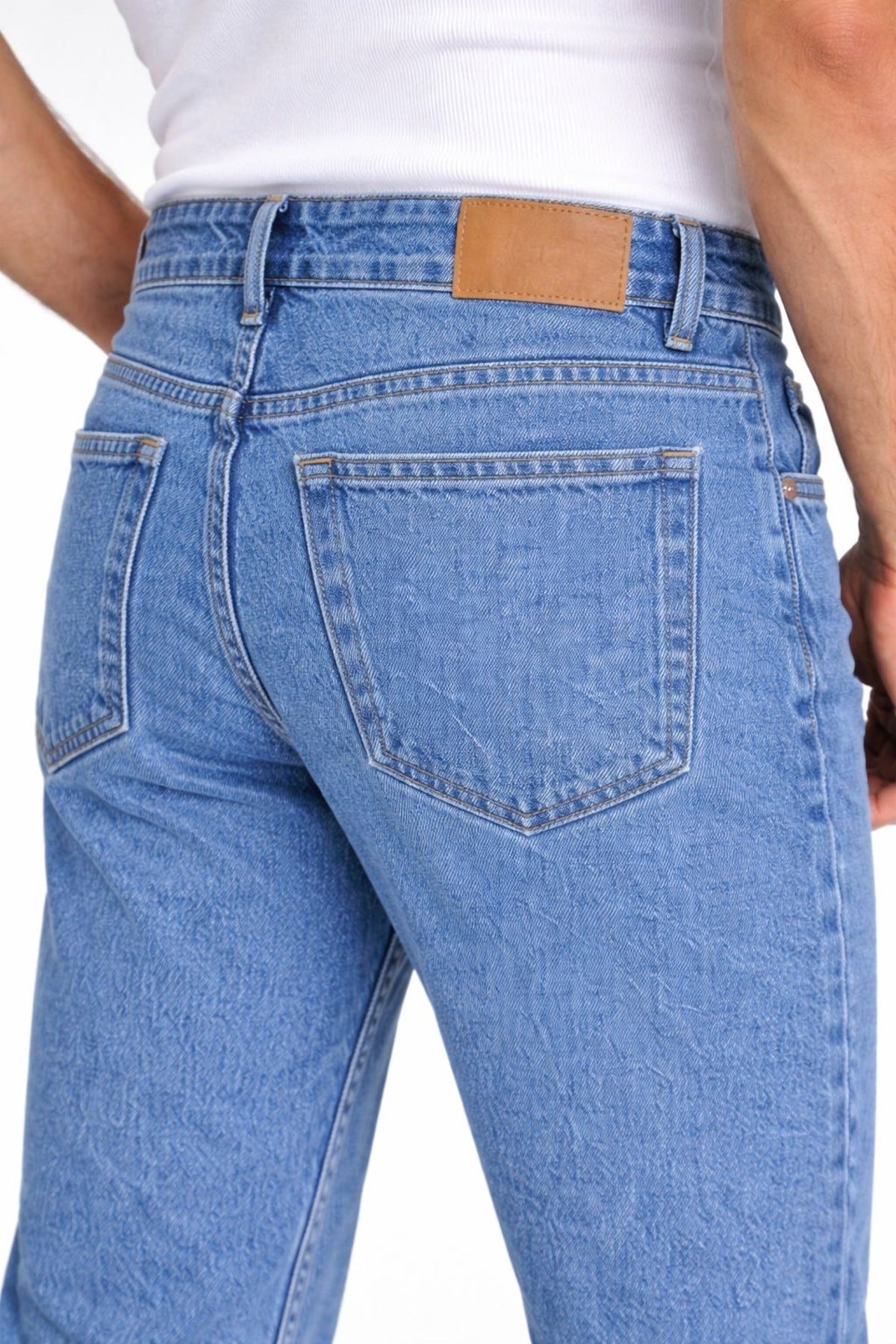 Erkek Koyu Mavi Mom Fit Jean Pantolon