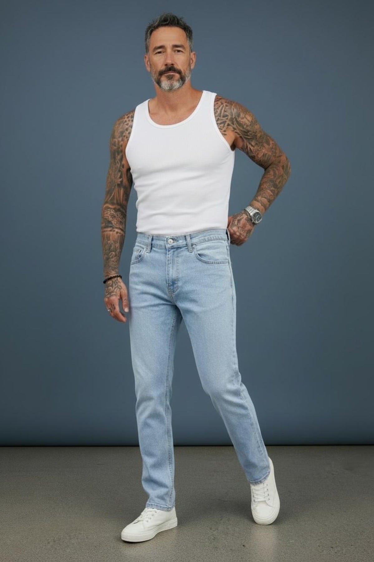 Erkek Regular Kalıp Denim Pantolon Günlük Rahat Kesim Şık Basic Jean