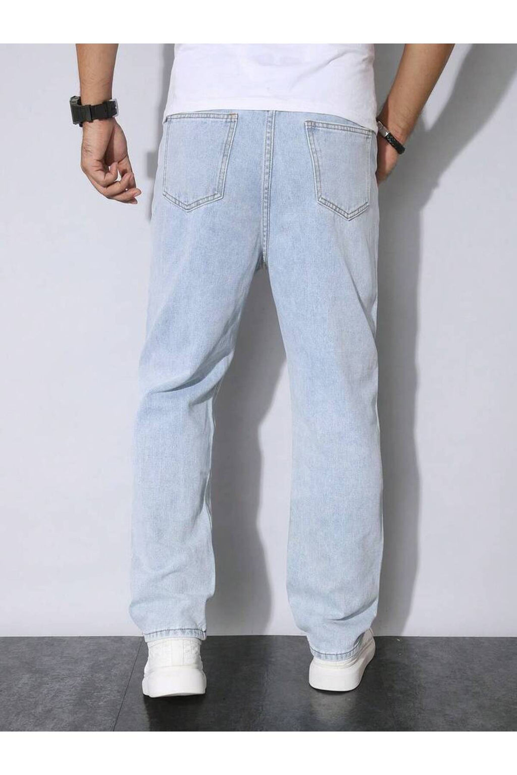Erkek Straight Fit Jean Pantolon Vintage Yıkamalı Rahat Kalıp Günlük Denim