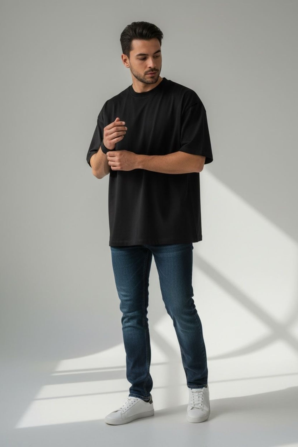 Bisiklet Yaka Unisex Basic Düz Siyah T-Shirt