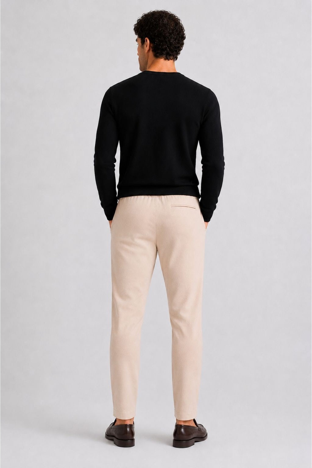 Erkek Slim Fit Jogger Pantolon Bağcıklı Lastikli Bel Dar Paça Günlük Kumaş Pantolon