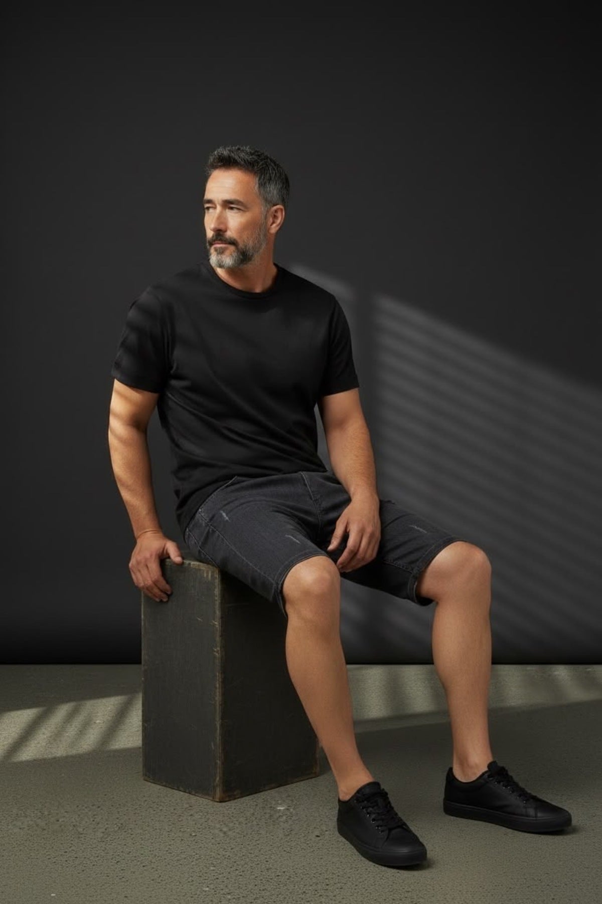 Erkek Denim Şort Diz Üstü Rahat Kalıp Kot Şort Günlük Kullanım