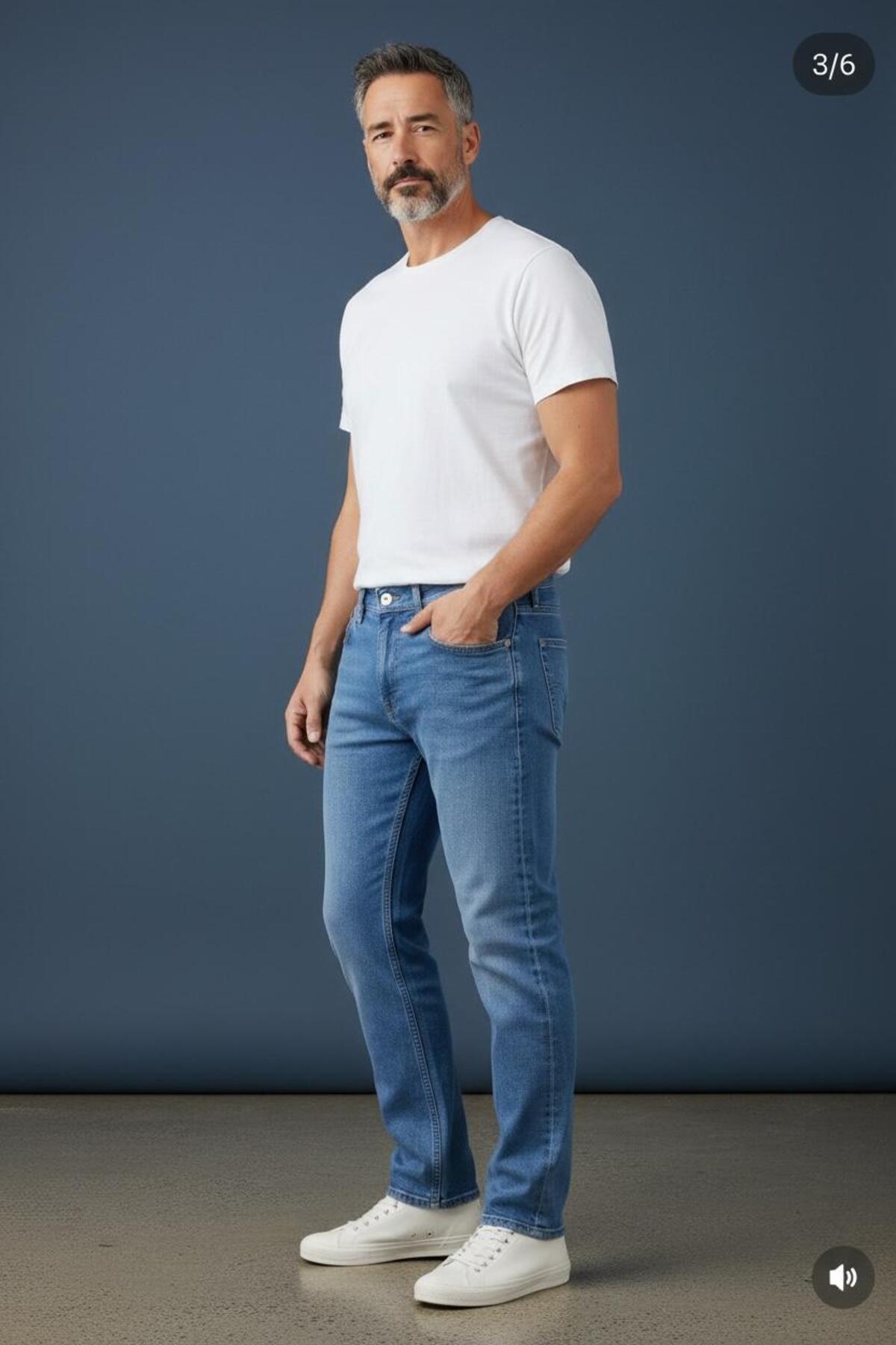 Erkek Regular Kalıp Denim Pantolon Günlük Rahat Kesim Şık Basic Jean