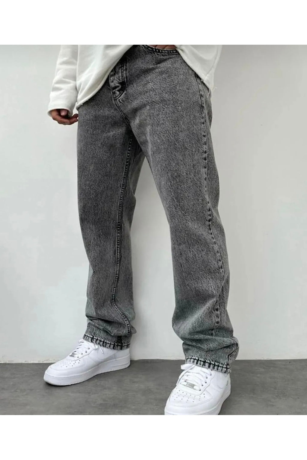 Gri Asit Yıkama Baggy Pantolon