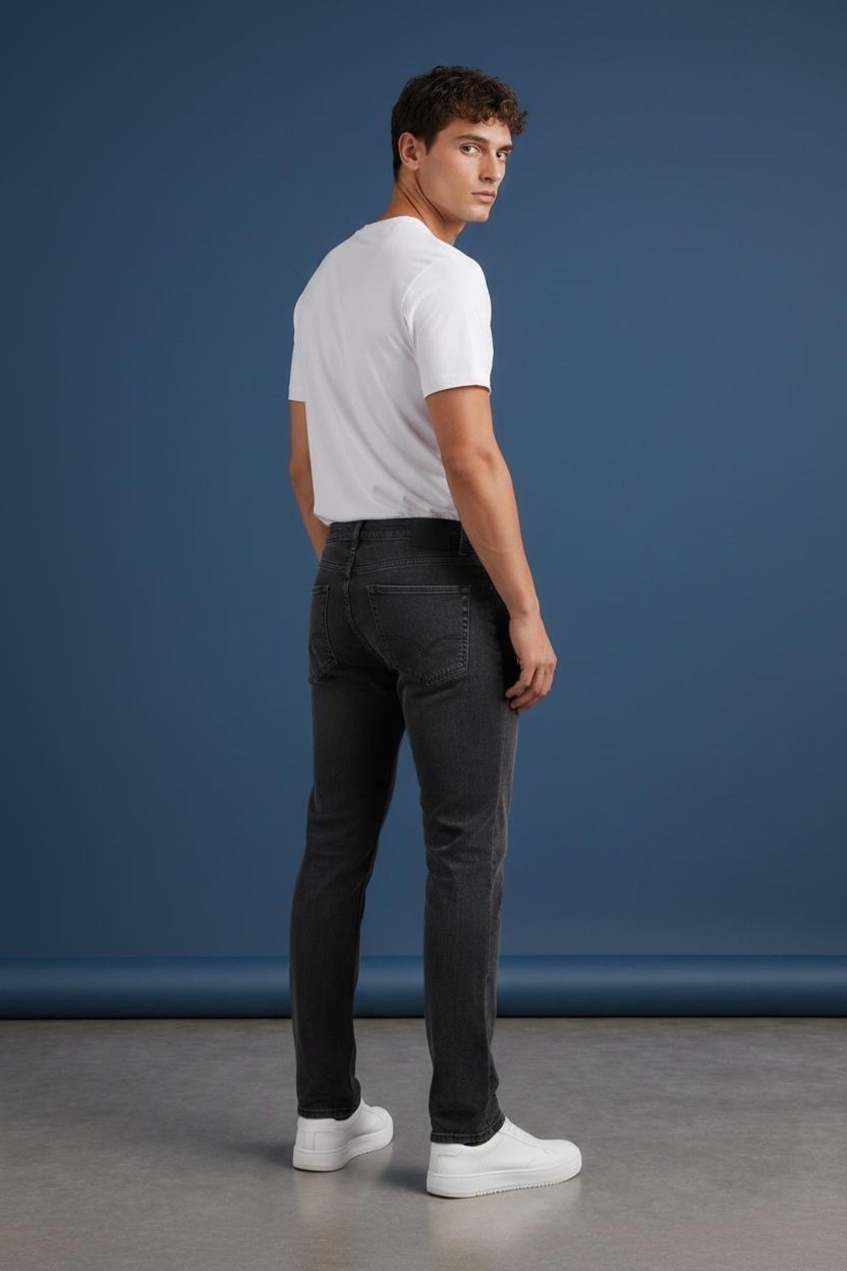 Erkek Regular Kalıp Likralı Siyah Denim Pantolon Rahat Esnek Günlük Şık 5 Cep