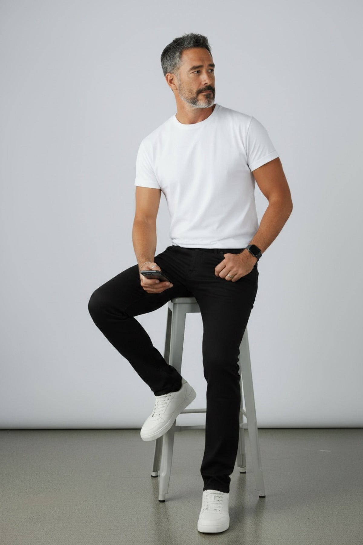 Erkek Siyah Regular Fit Kot Pantolon Rahat Kesim Günlük Şık Esnek Modern Basic