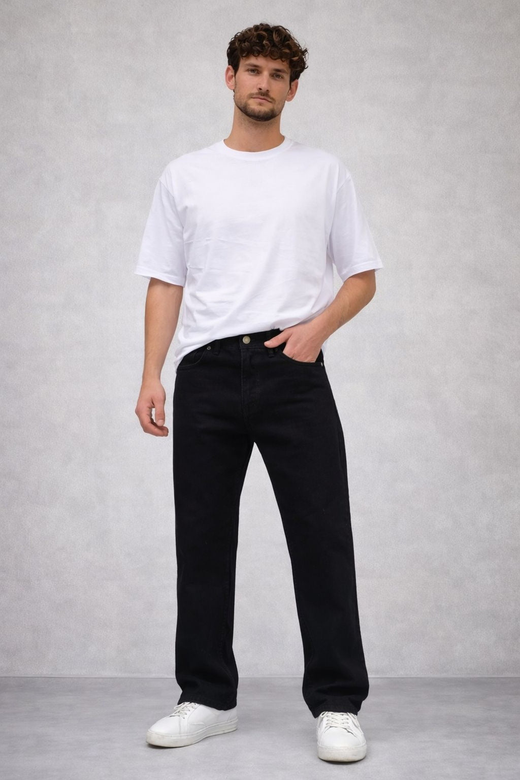 Erkek Vintage Siyah Baggy Bol Kalıp Pantolon