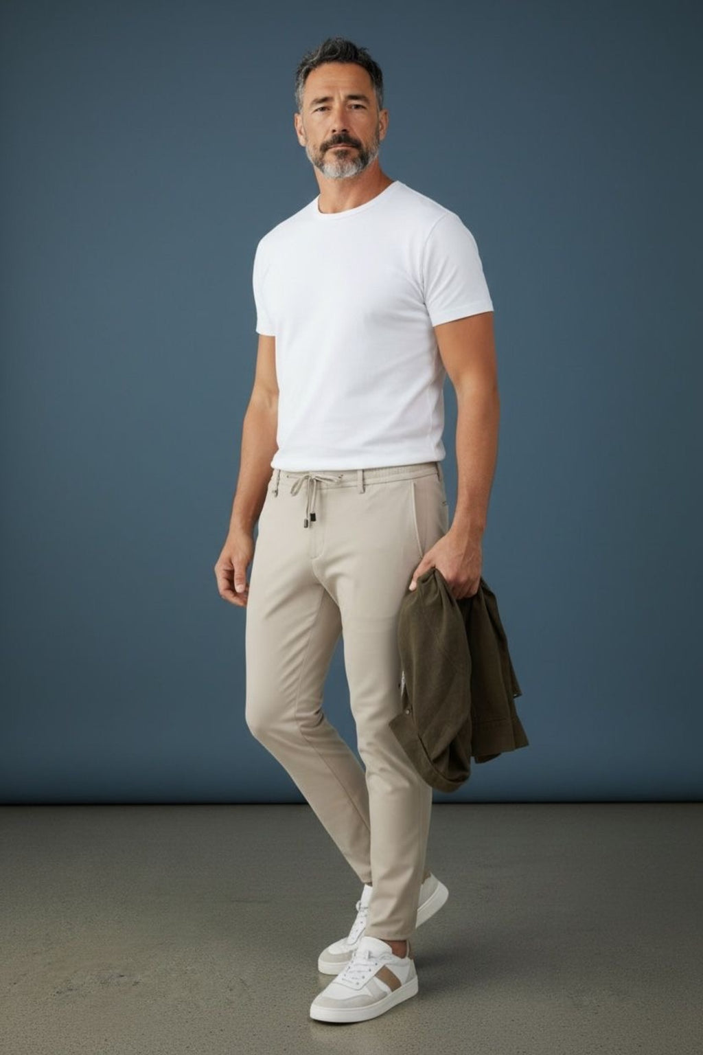 Erkek Slim Fit Jogger Pantolon Bağcıklı Lastikli Bel Dar Paça Günlük Kumaş Pantolon