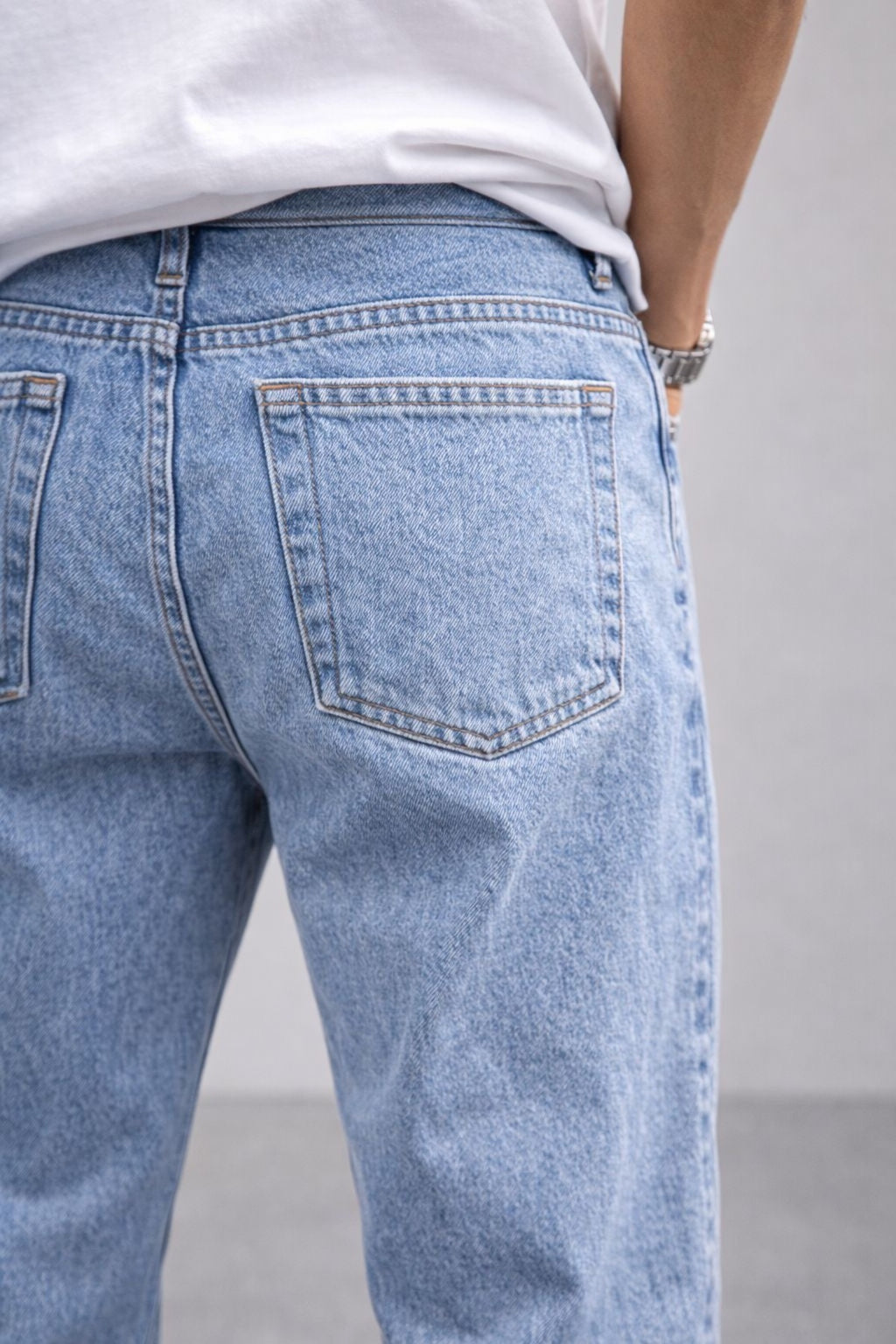 Erkek Açık Mavi Boyfriend Jean Pantolon Rahat Kalıp Günlük Denim