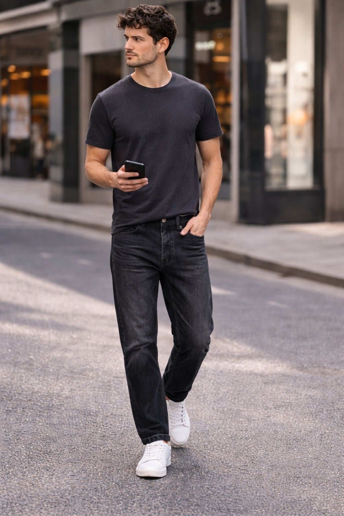 Erkek Vintage Taşlama Detaylı Boyfriend Pantolon tb
