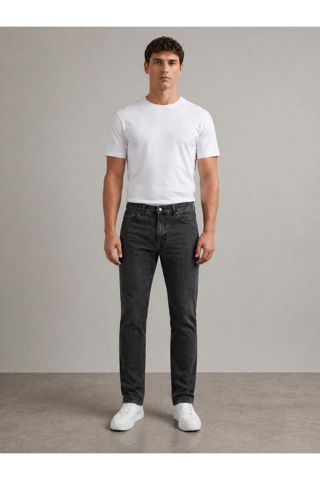 Erkek Regular Kalıp Denim Pantolon Günlük Rahat Kesim Şık Basic Jean