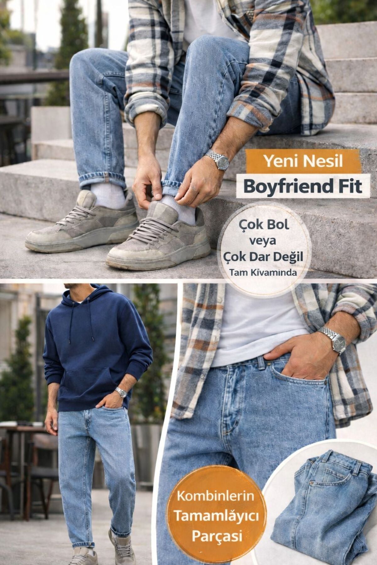 Erkek Kar Yıkama Boyfriend Pantolon