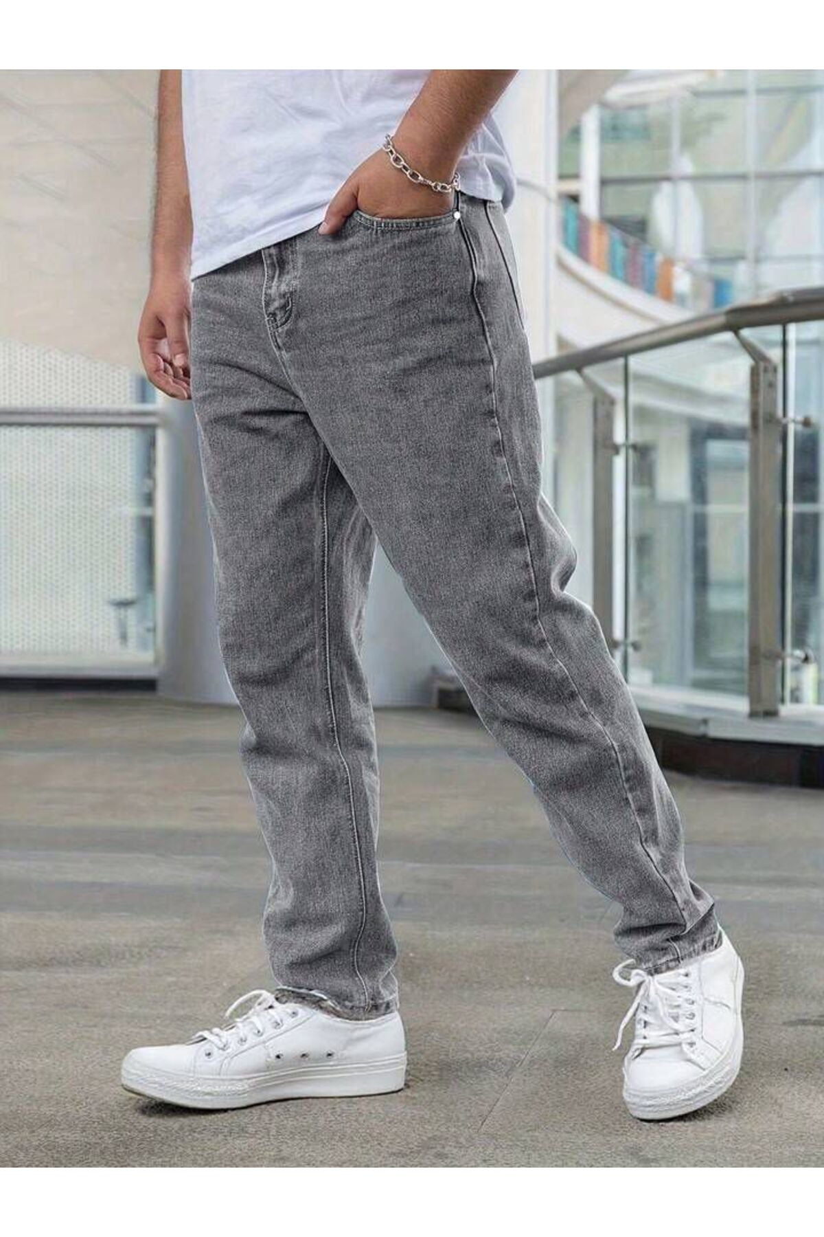 Erkek Rahat Kalıp Bilek Paça Pantolon Jean