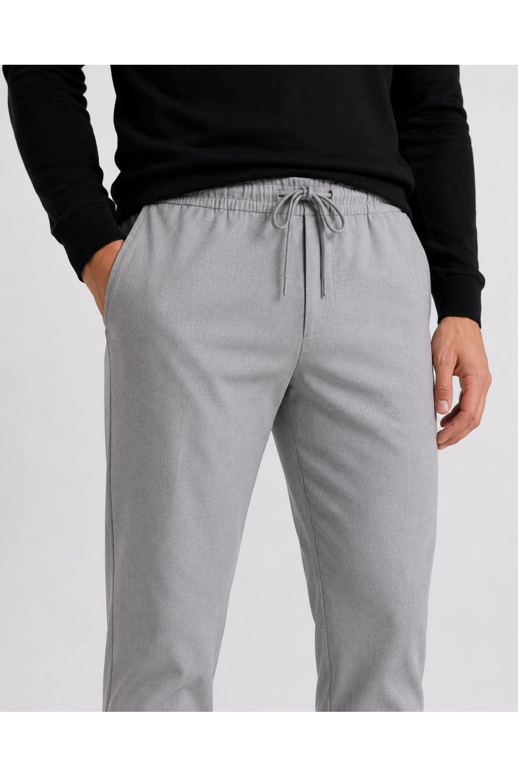 Erkek Slim Fit Jogger Pantolon Bağcıklı Lastikli Bel Dar Paça Günlük Kumaş Pantolon