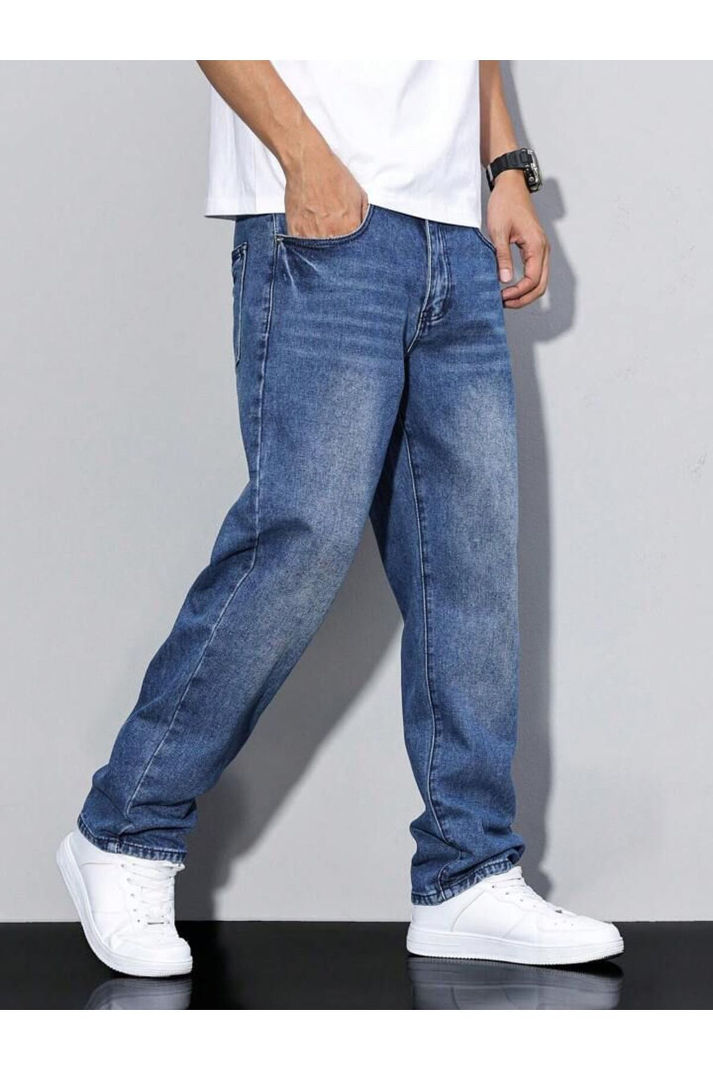 Erkek Bol Paça Rahat Kalıp Kot Pantolon Jean