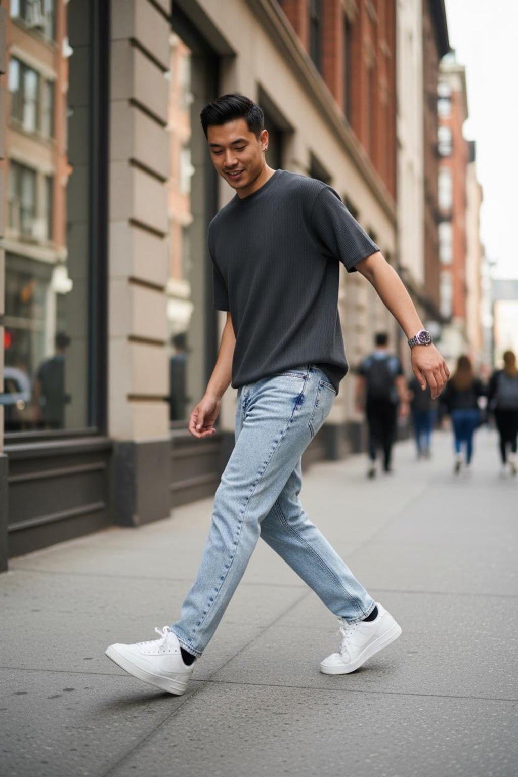 Erkek Açık Mavi Boyfriend Jean Pantolon Rahat Kalıp Streetwear Denim Pantolon
