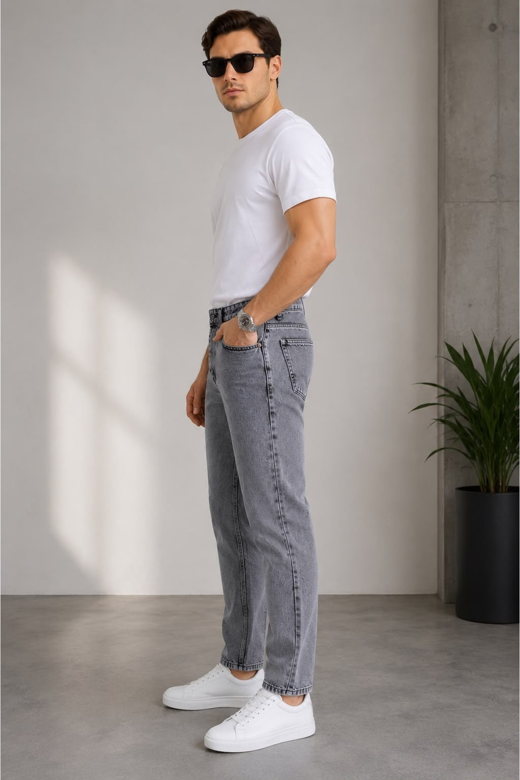 Erkek Yazlık Boyfriend Fit Jean Pantolon Rahat Kesim Denim Pantolon Günlük ve Sokak Stiline Uygun