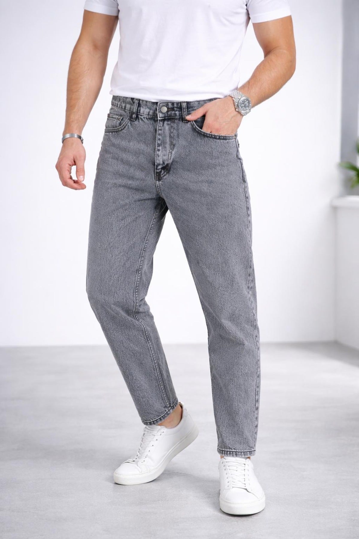 Erkek Rahat Kalıp Denim Pantolon Modern Kesim Günlük Şık Basic Kot