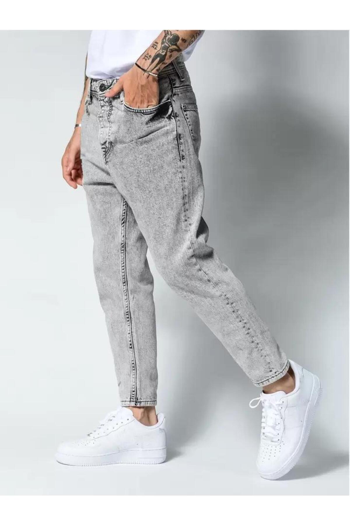 Erkek Boyfriend Jean Pantolon Günlük Rahat Bol Kalıp Denim Kot Salaş Tarz