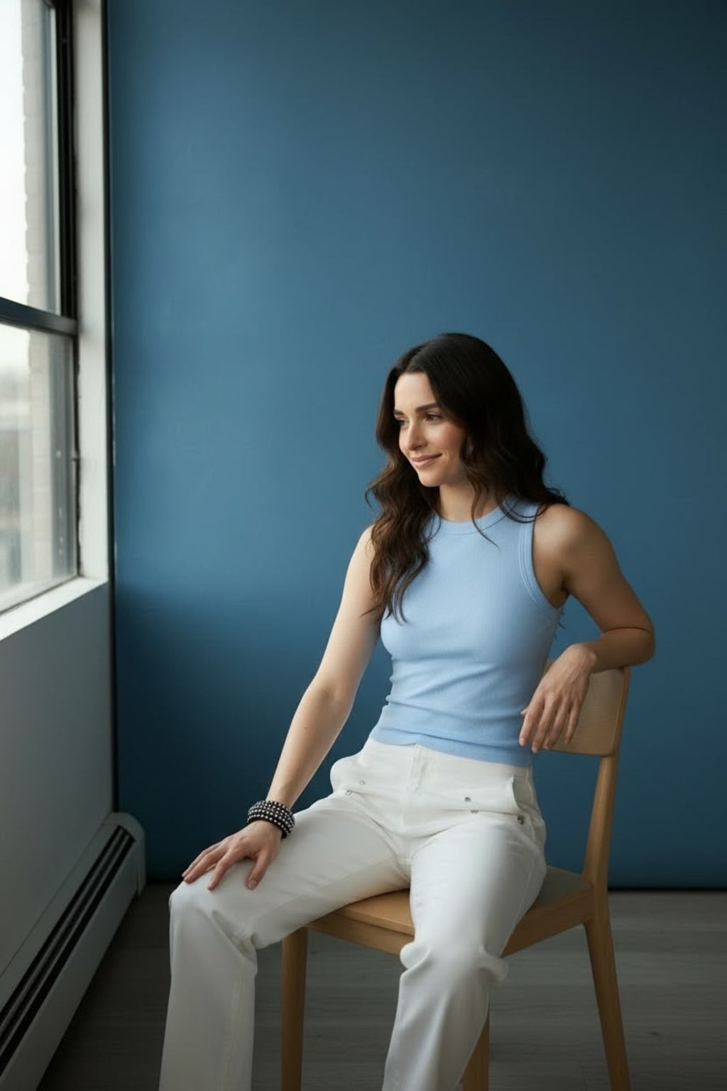 Kadın Bisiklet Yaka Fitilli Atlet Esnek Kumaş Slim Fit Basic Kolsuz Atlet