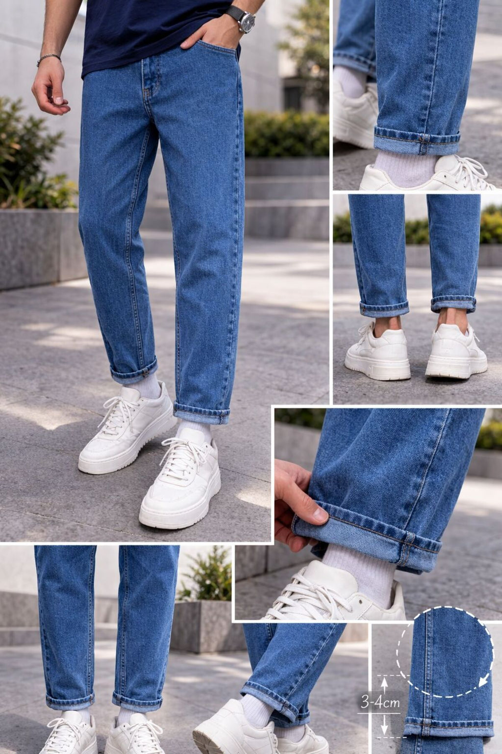 Erkek Boyfriend Jean Pantolon Günlük Rahat Bol Kalıp Denim Kot Salaş Tarz