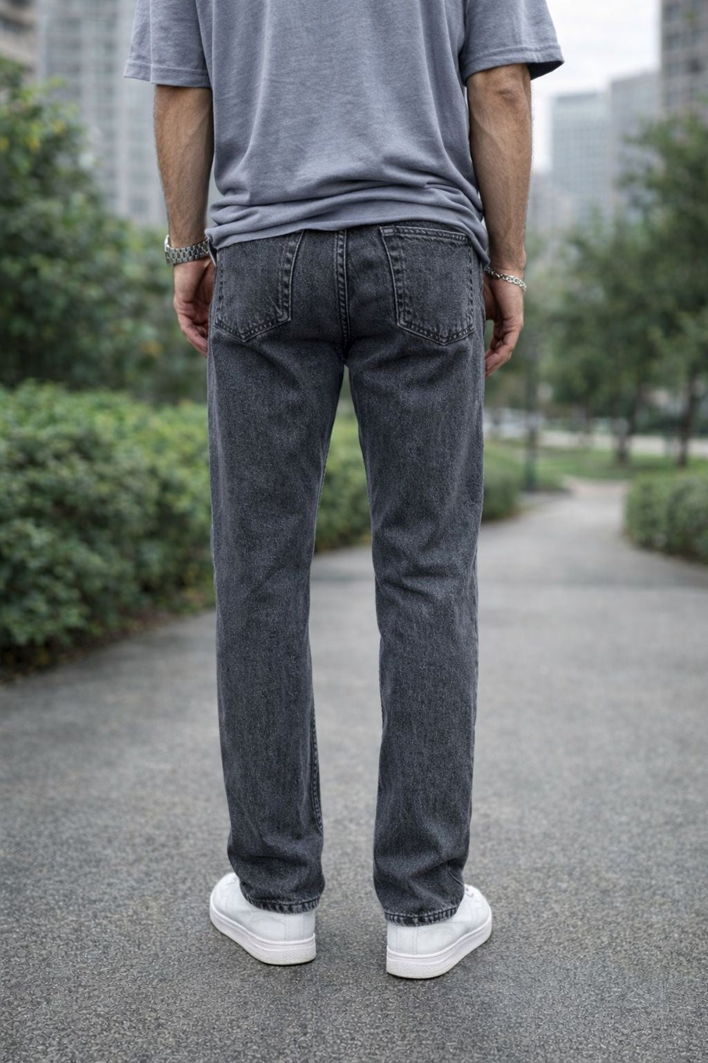 Erkek Straight Fit Jean Pantolon Vintage Yıkamalı Rahat Kalıp Günlük Denim