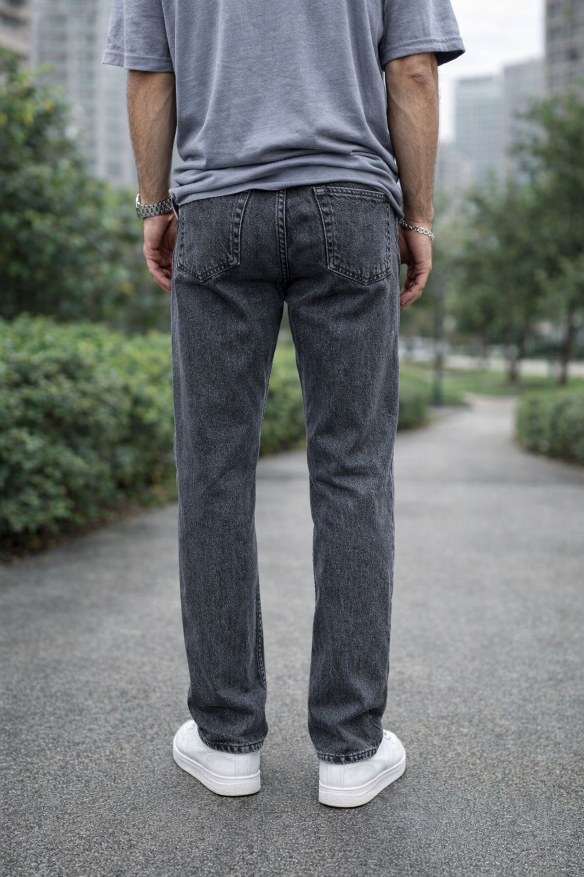 Erkek Straight Fit Jean Pantolon Vintage Yıkamalı Rahat Kalıp Günlük Denim
