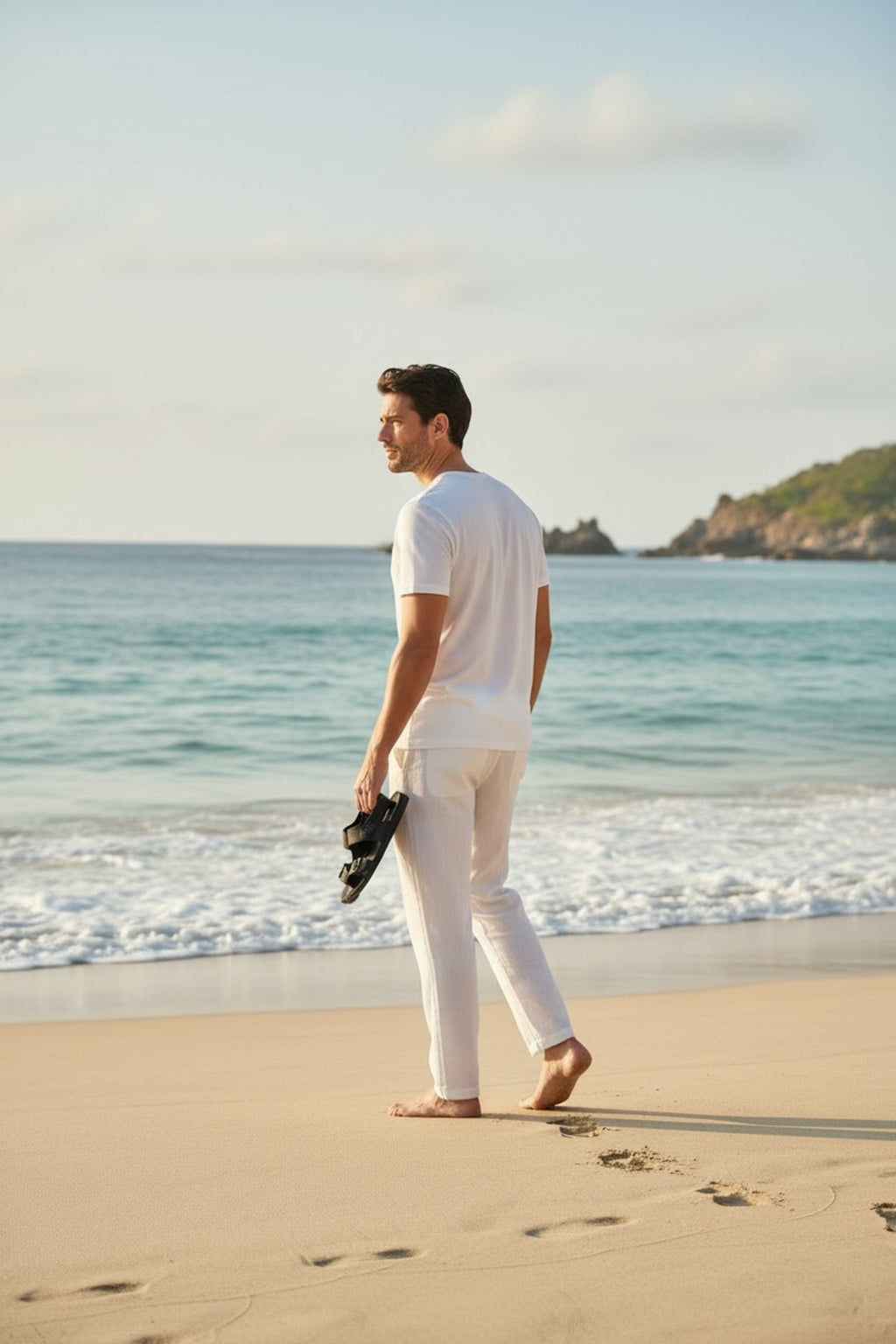 Erkek Premium Relaxed Fit Keten Pantolon
