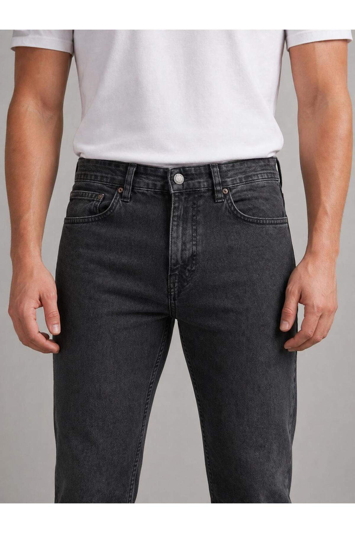 Erkek Regular Kalıp Denim Pantolon Günlük Rahat Kesim Şık Basic Jean