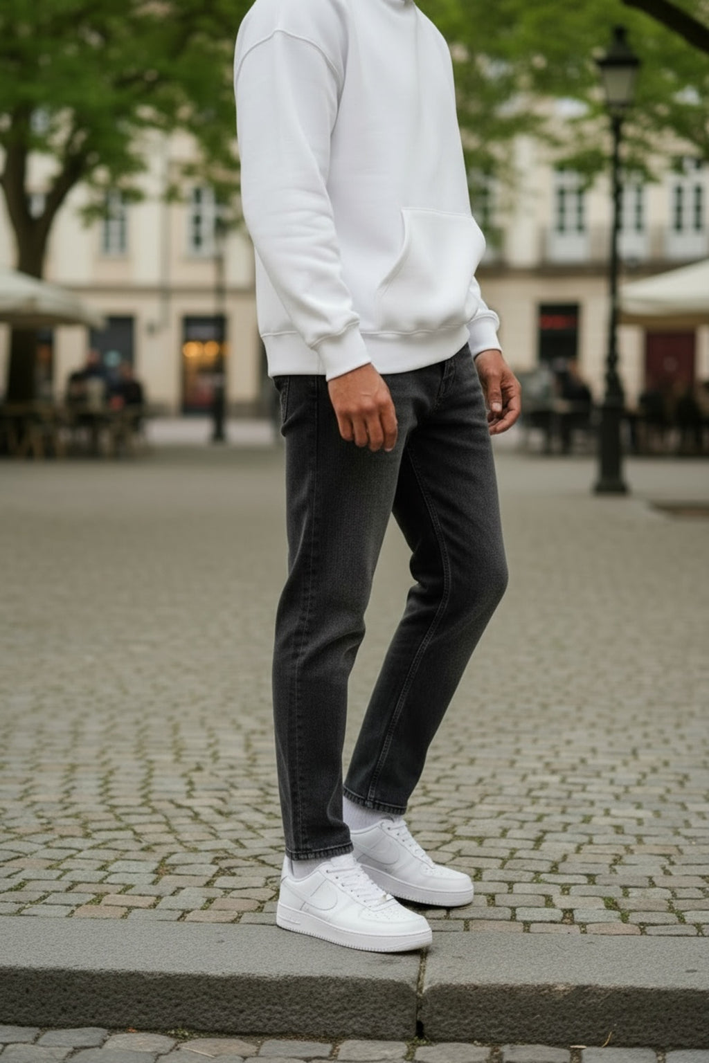 Erkek Yıkamalı Siyah Boyfriend Fit Pantolon