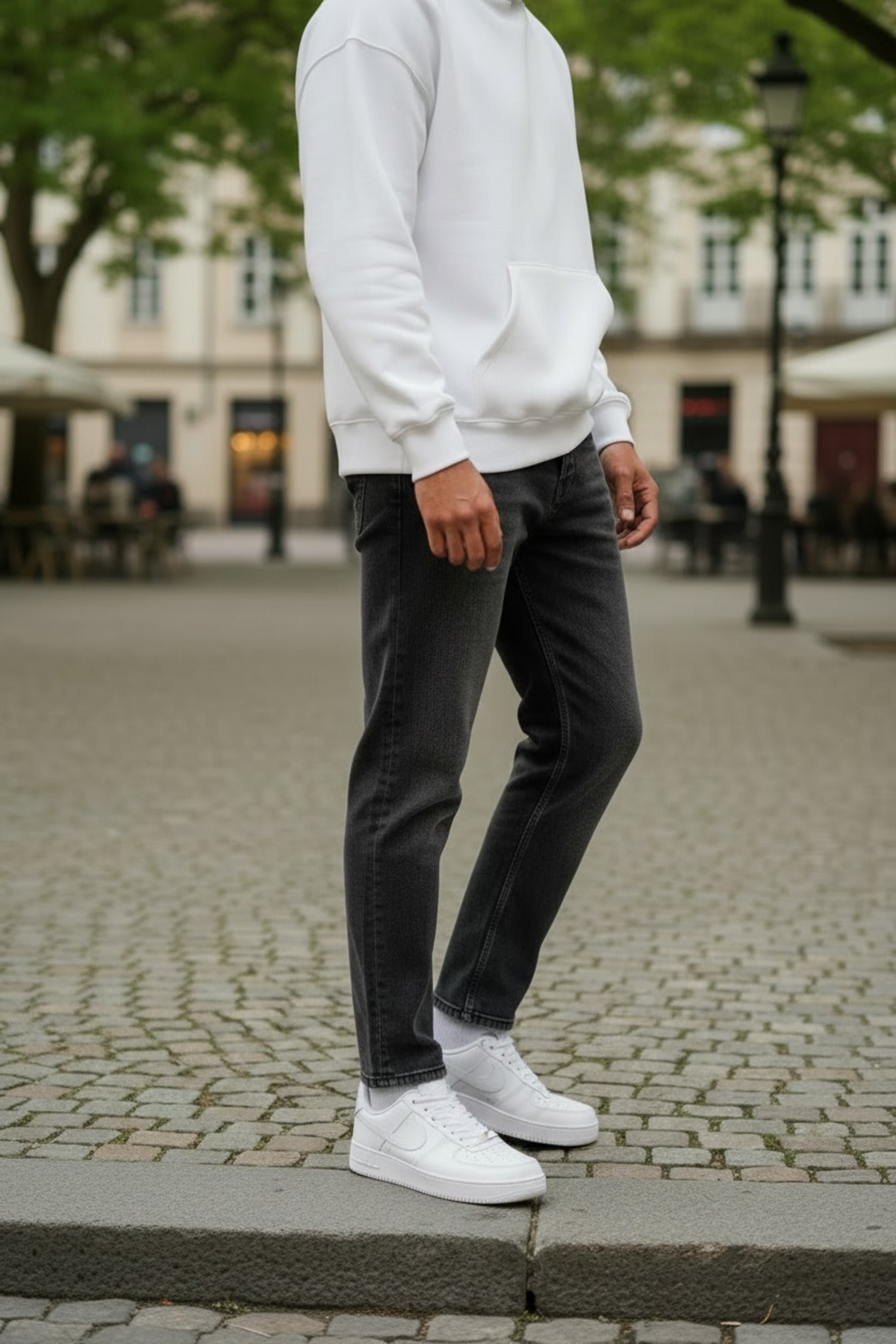 Erkek Yıkamalı Siyah Boyfriend Fit Pantolon