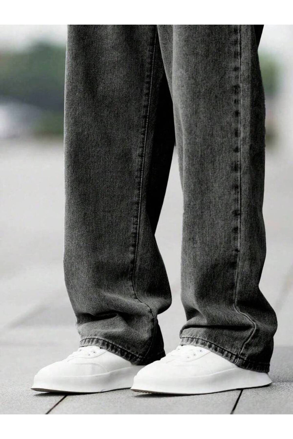 Erkek Baggy Fit Wide Leg Jean Pantolon Normal Bel Oversize Bol Kalıp Denim
