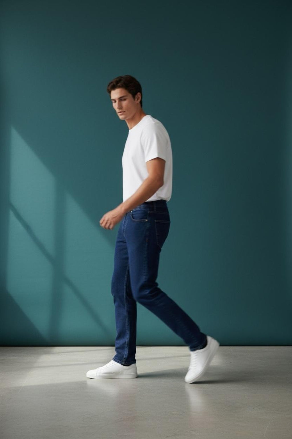 Erkek Regular Kalıp Likralı Lacivert Denim Pantolon Rahat Esnek Günlük Şık 5 Cep