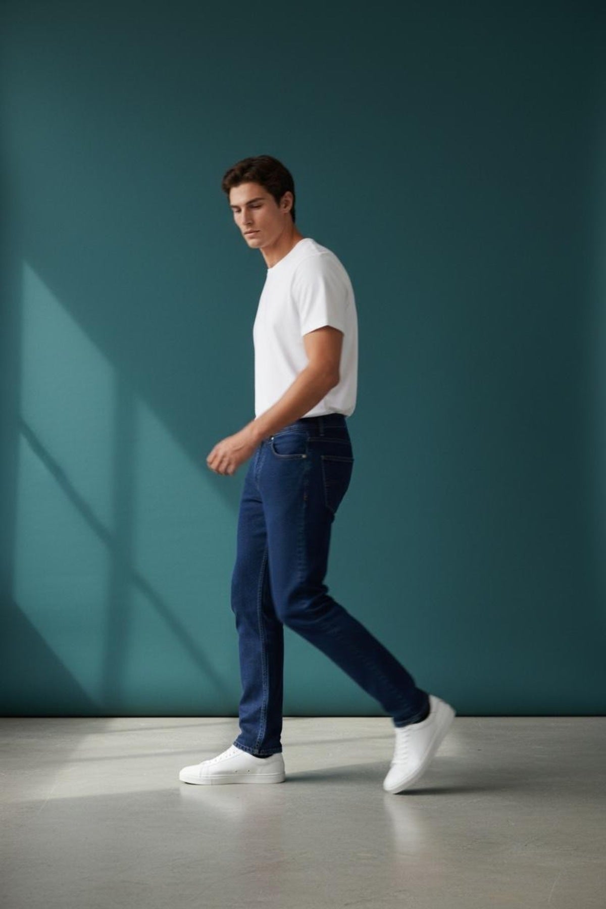 Erkek Regular Kalıp Likralı Lacivert Denim Pantolon Rahat Esnek Günlük Şık 5 Cep