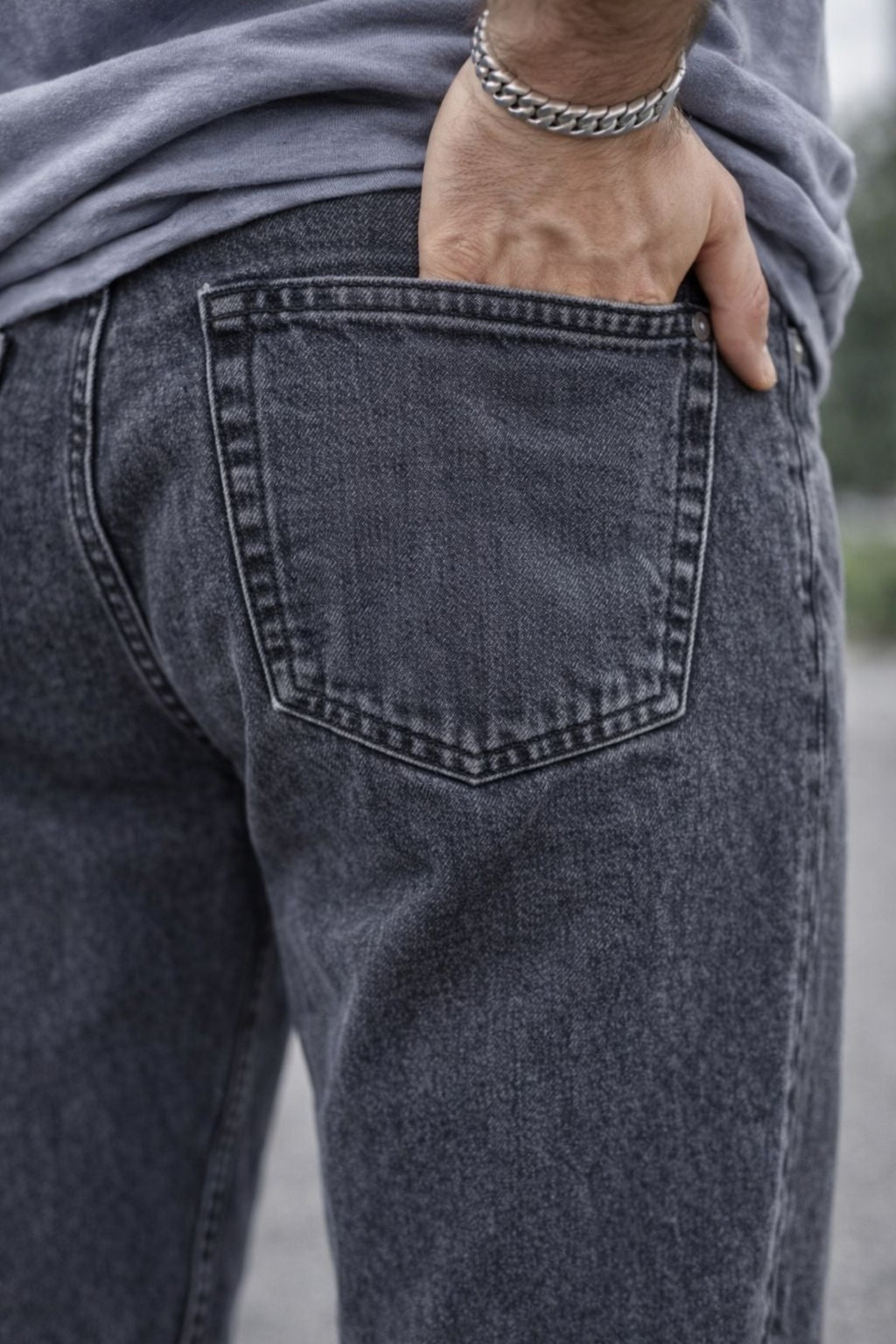 Erkek Straight Fit Jean Pantolon Vintage Yıkamalı Rahat Kalıp Günlük Denim