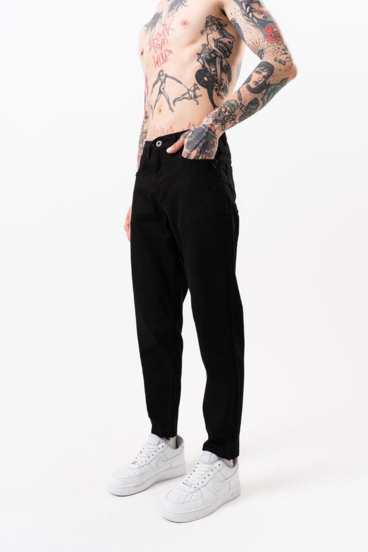 Siyah Boyfriend Kalıp Jeans