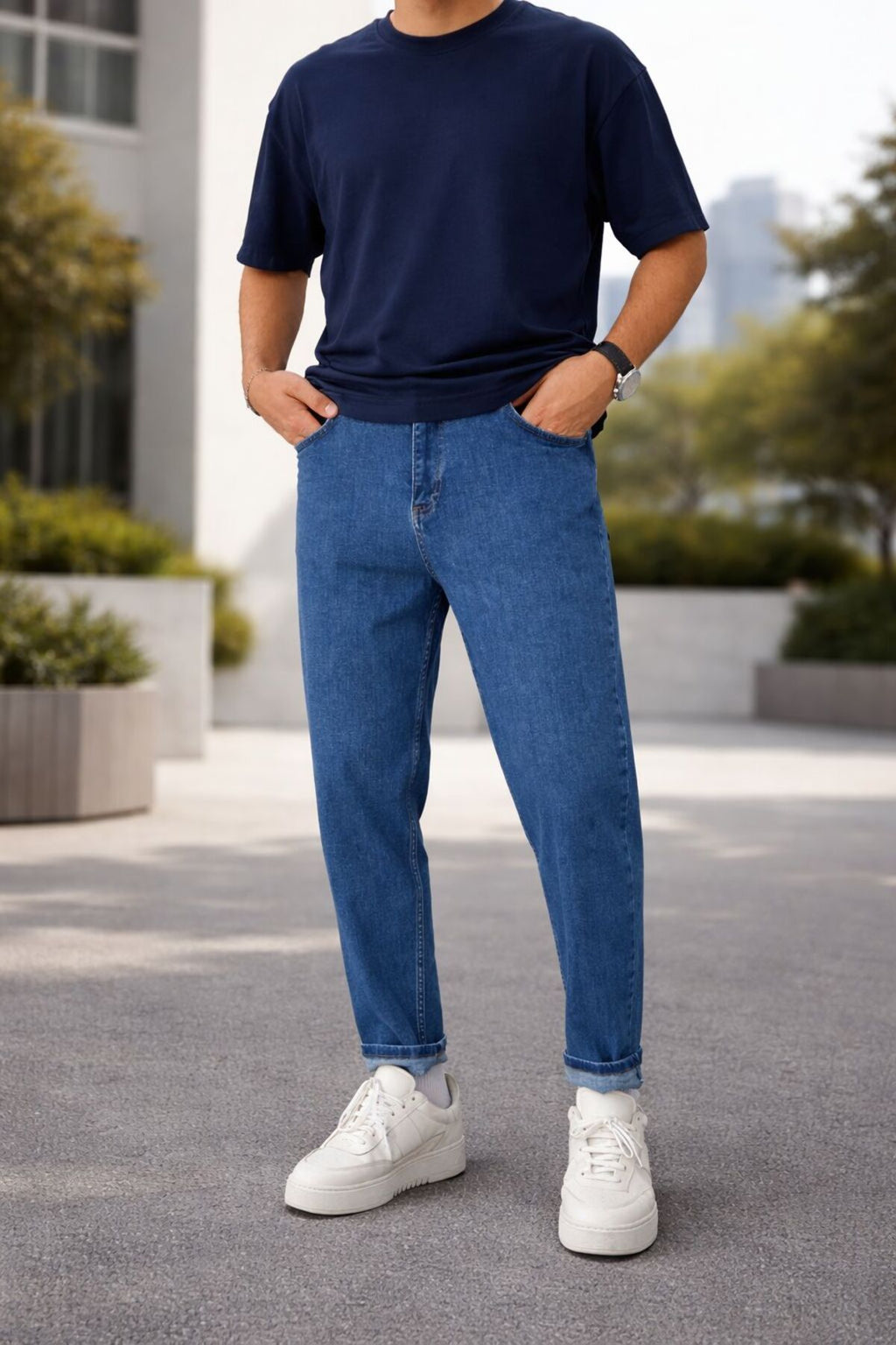 Erkek Boyfriend Jean Pantolon Günlük Rahat Bol Kalıp Denim Kot Salaş Tarz