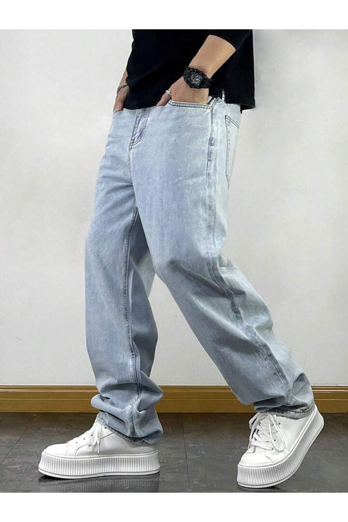 Erkek Yeni Sezon Baggy Fit Bol Kalıp Kot Pantolon