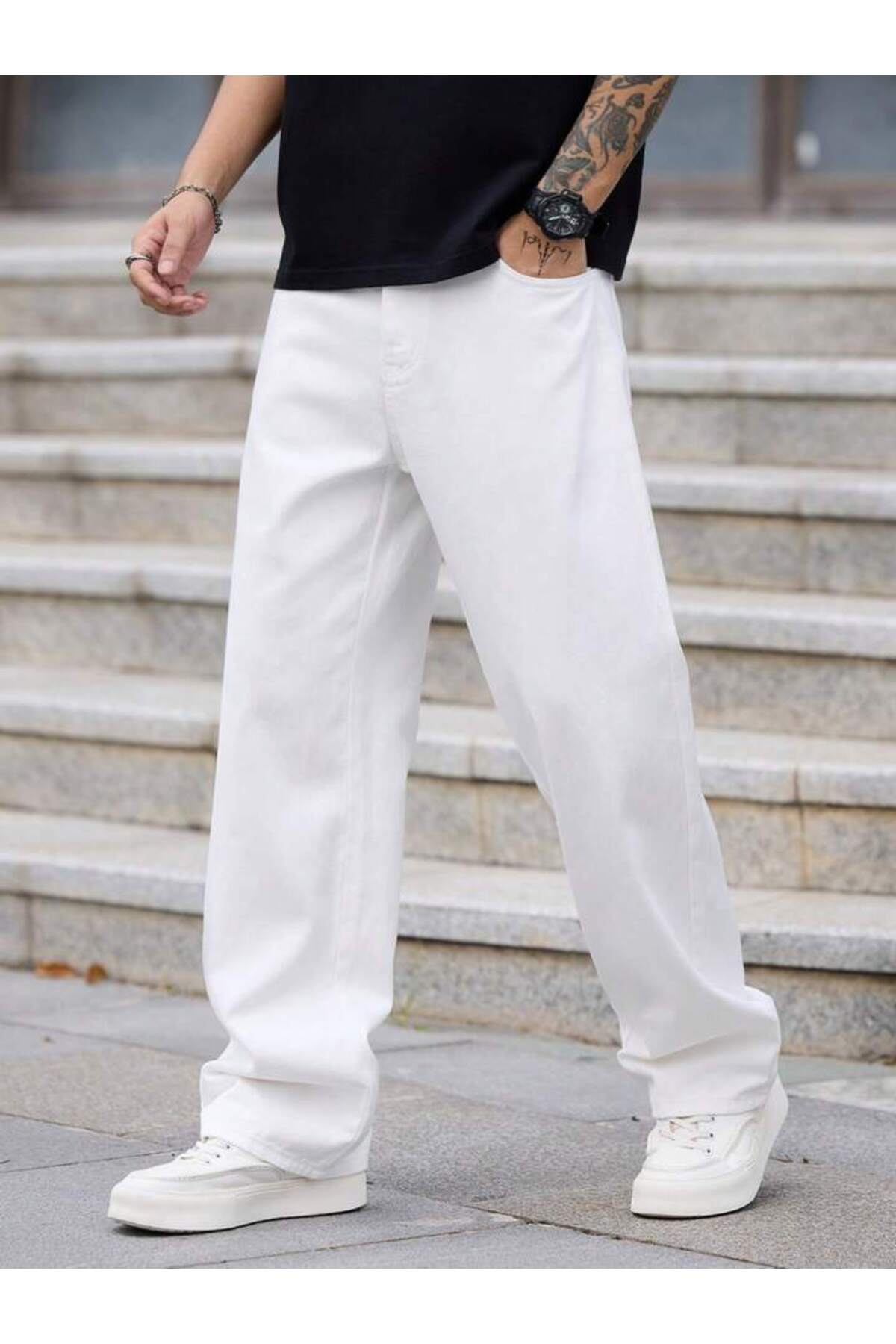 Erkek Yeni Sezon Baggy Fit Bol Kalıp Kot Pantolon