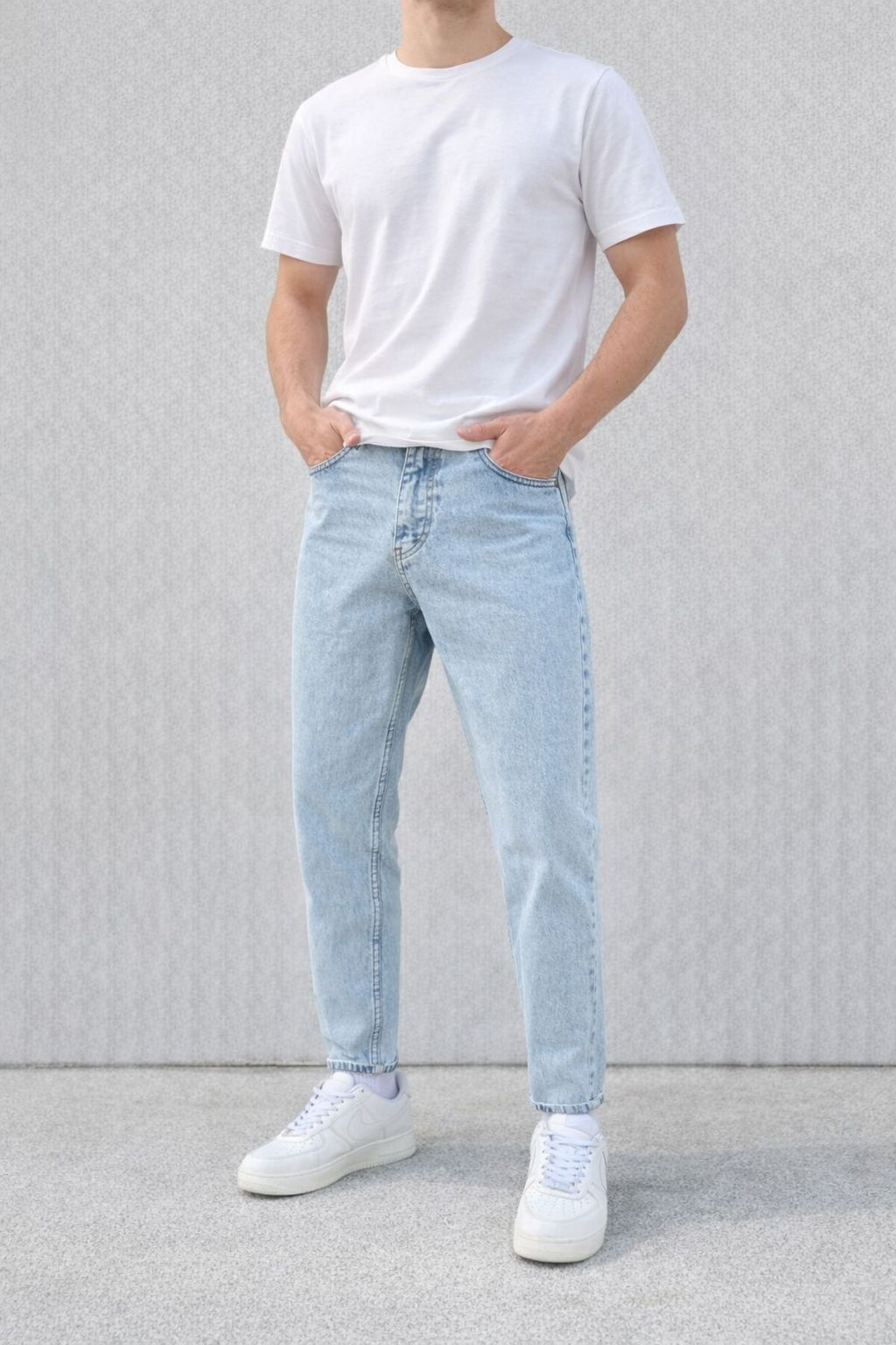 Erkek Rahat Kalıp Jean Pantolon Günlük Modern Kesim Denim Kot Pantolon