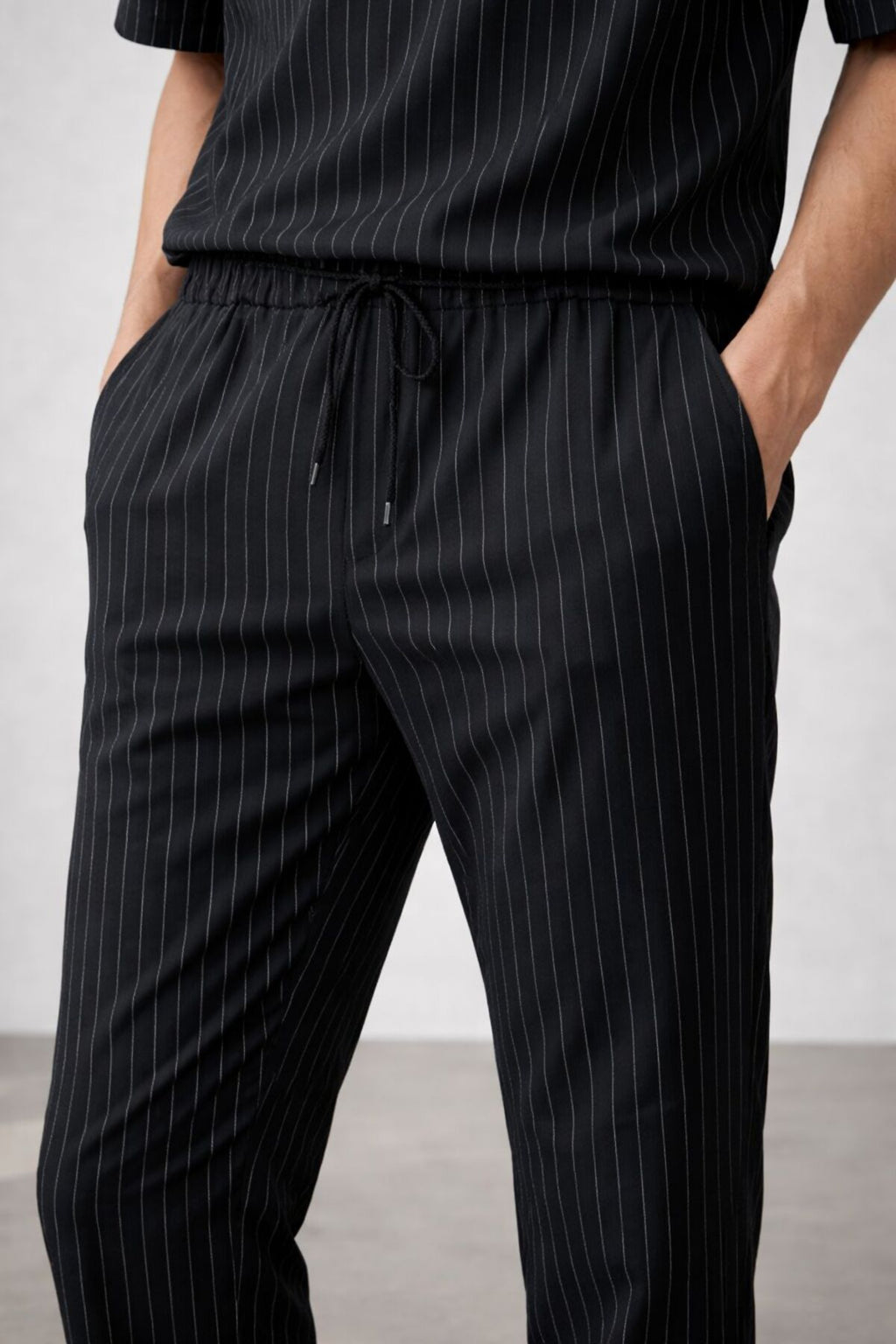 Erkek Siyah Çizgili Oversize Takım