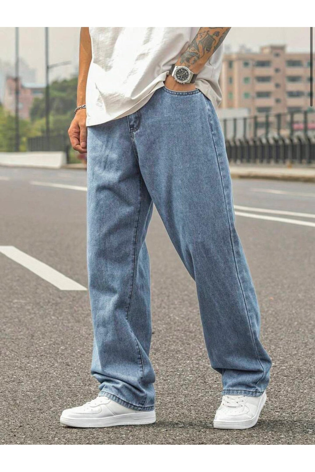 Erkek Bol Paça Rahat Kalıp Kot Pantolon Jean