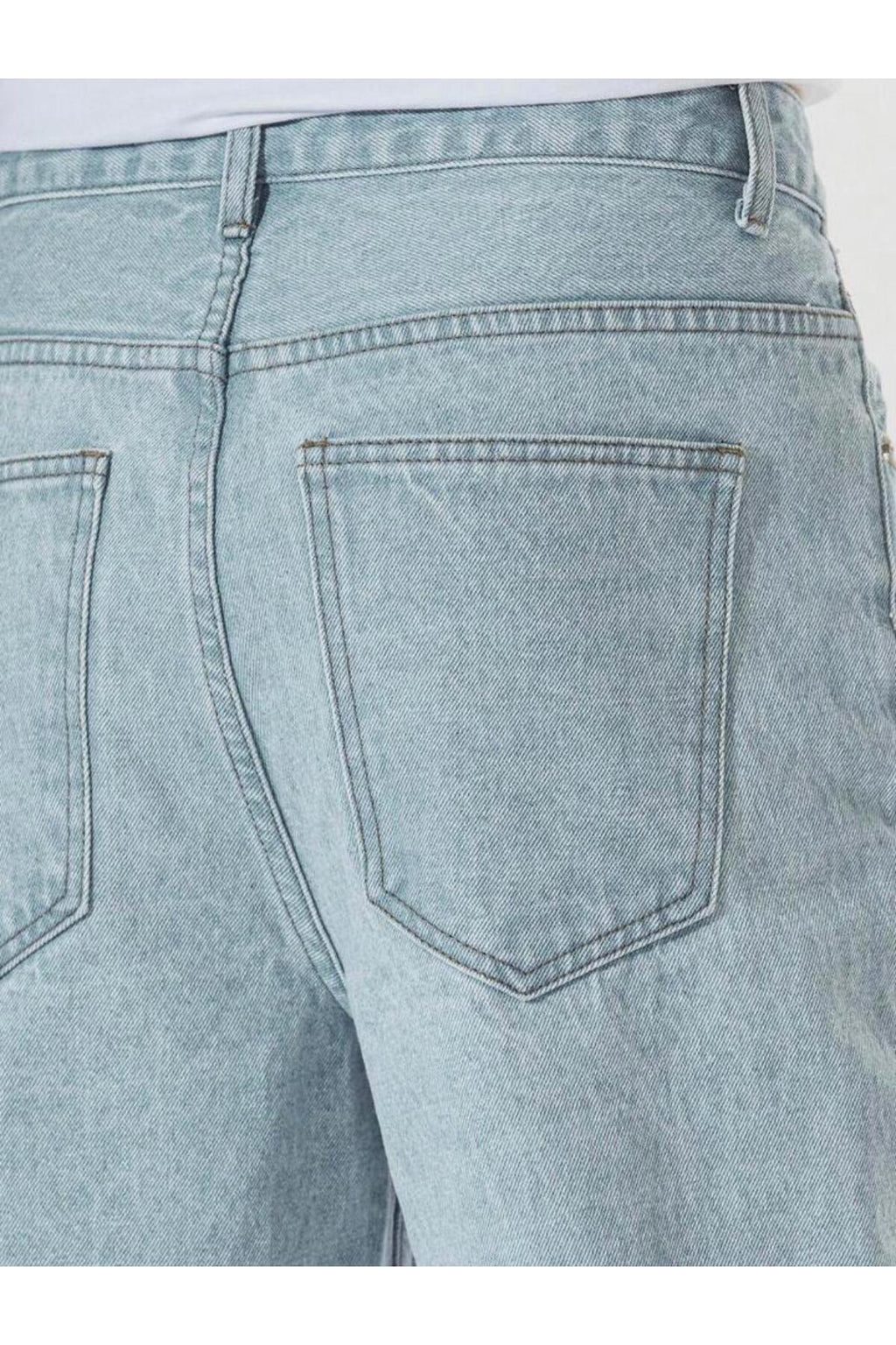 Açık Mavi Erkek Jean Pantolon Rahat Kesim Düz Paça Günlük Kot Pantolon