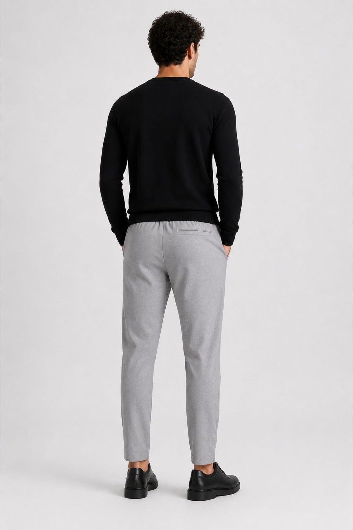 Erkek Slim Fit Jogger Pantolon Bağcıklı Lastikli Bel Dar Paça Günlük Kumaş Pantolon