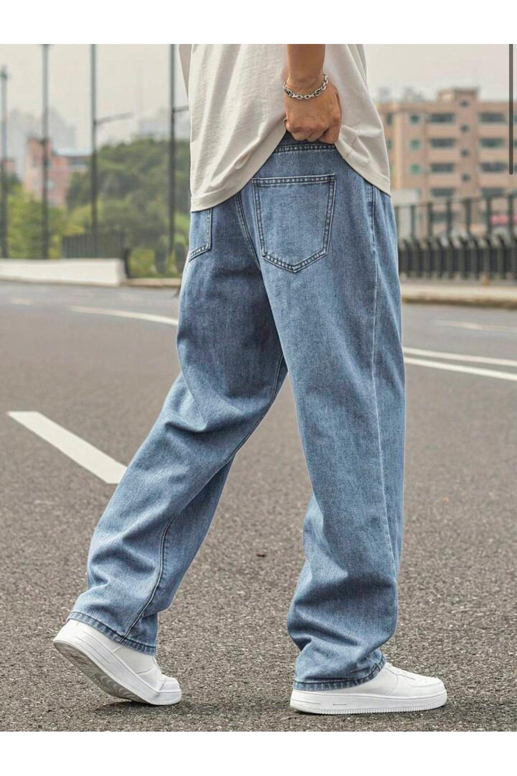 Erkek Bol Paça Rahat Kalıp Kot Pantolon Jean
