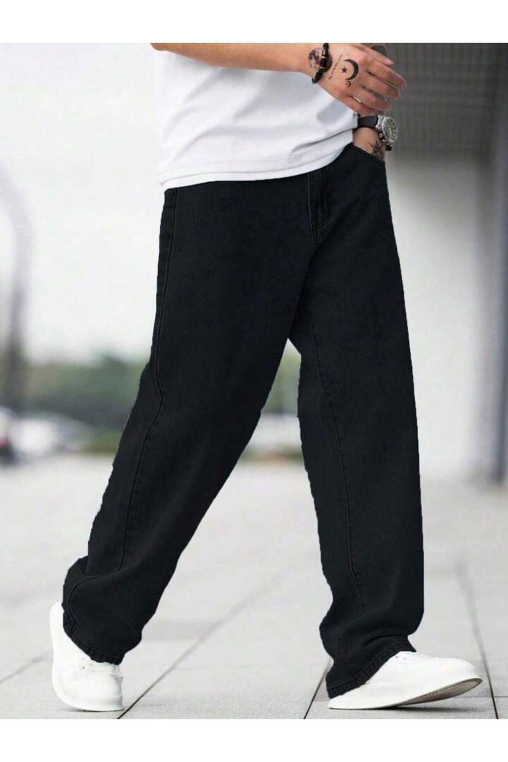 Erkek Wide Leg Denim Pantolon Bol Kesim Modern Sokak Modası Rahat Jean