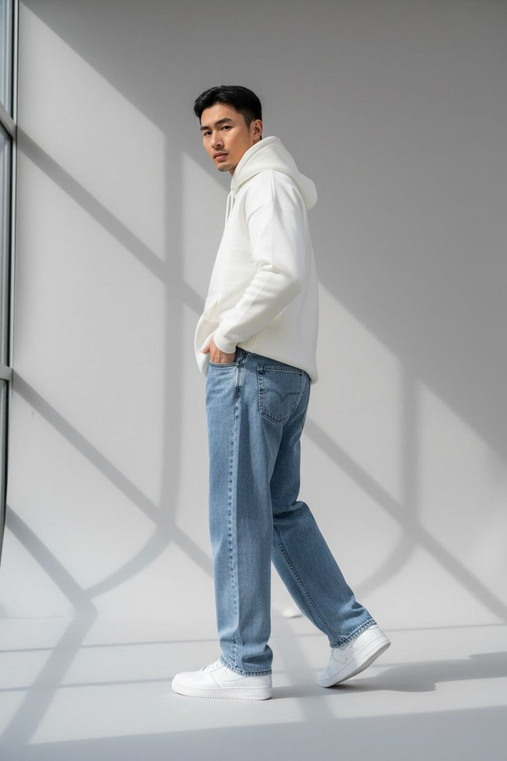 Erkek Kar Yıkama Relaxed Pantolon Rahat Kesim Denim