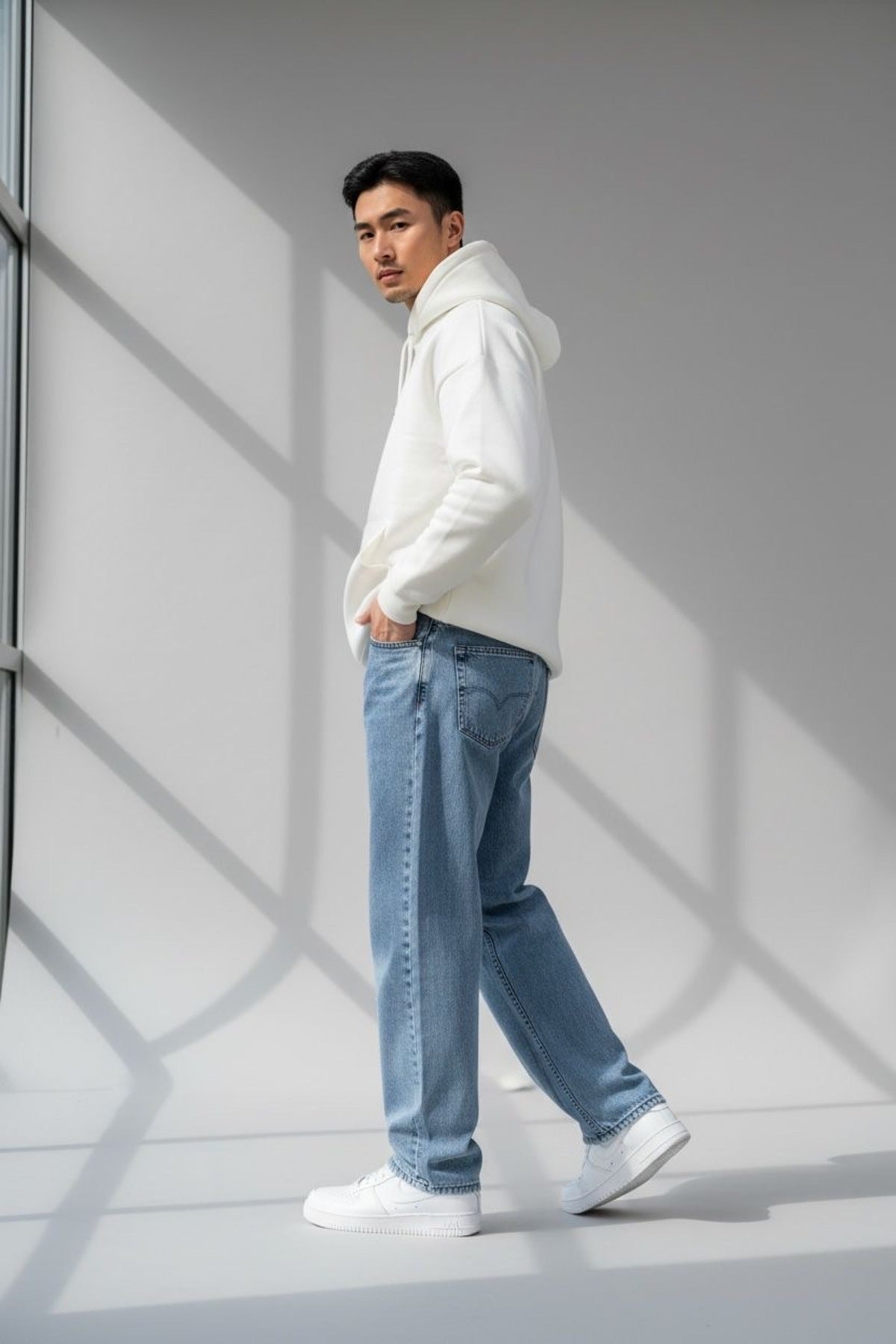 Erkek Kar Yıkama Relaxed Pantolon Rahat Kesim Denim