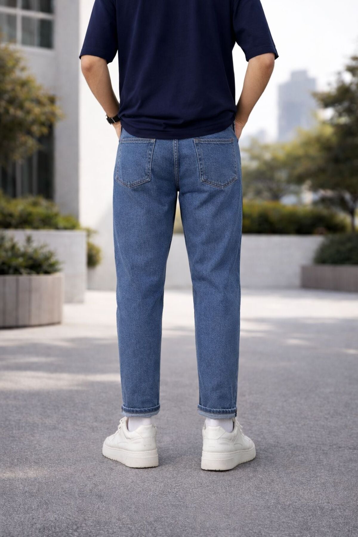 Erkek Boyfriend Jean Pantolon Günlük Rahat Bol Kalıp Denim Kot Salaş Tarz